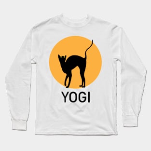 Halloween Black Cat Pose Yogi Long Sleeve T-Shirt